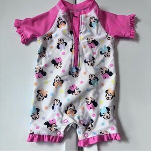 Disney Pink and White Minnie Mouse Swim Rashguard